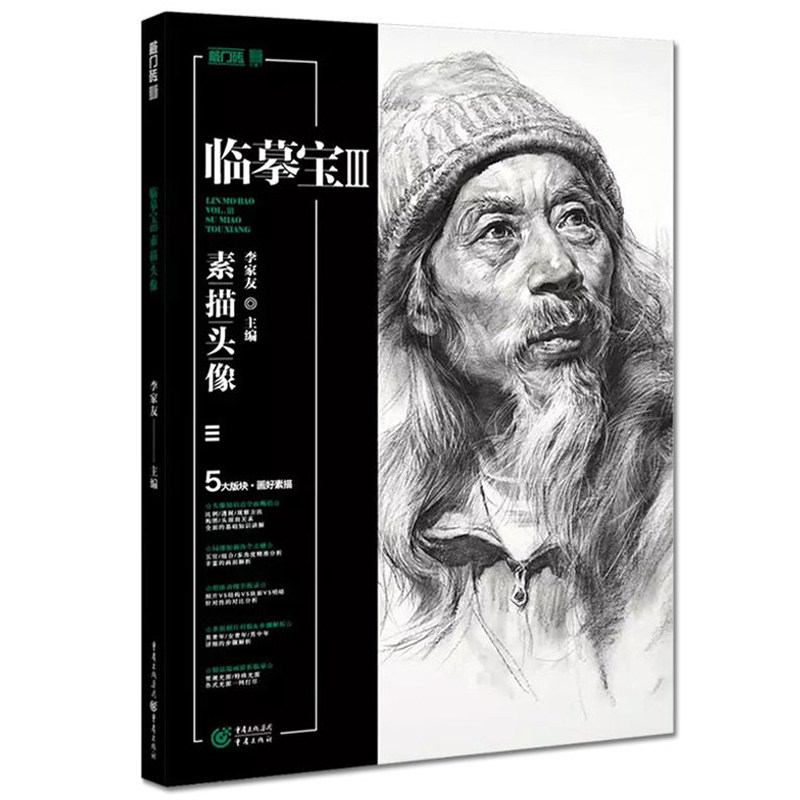 敲门砖 临摹宝3素描头像 李家友编 素描头像基础局部五官男女中老青年