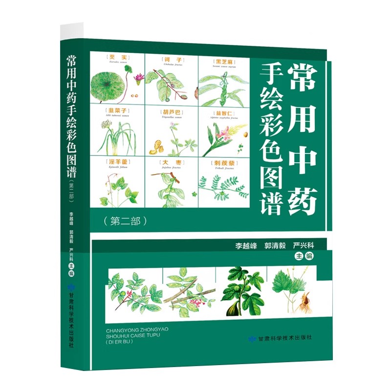 全新正版常用中药手绘彩色图谱（第二部）正版书籍中医养生保健中医学入门图书籍精选300余种常用中药材草药识别鉴别中医阅读书籍