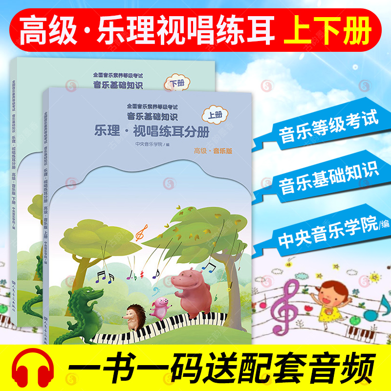 乐理 视唱练耳分册 音乐版上下册中央音乐学院音基考级教材音乐素养等级考试音乐基础知识儿童乐理考级教程乐理知识基础教材