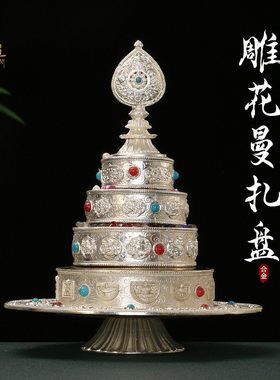 曼扎盘合金八吉祥曼茶罗修盘摆件