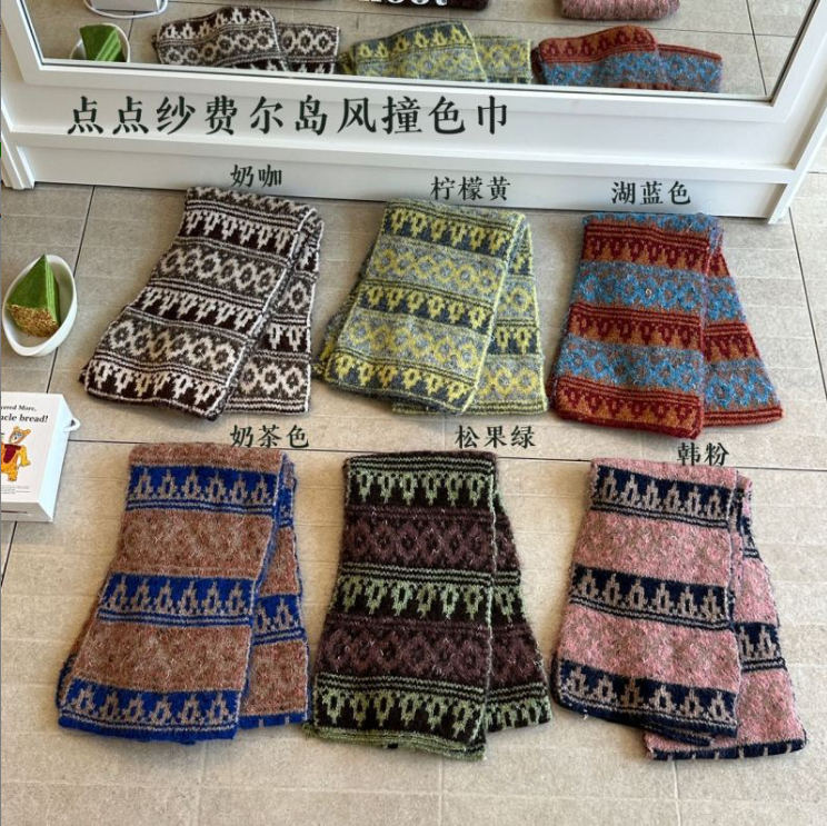 小布丁baby2025新款儿童冬季保暖百搭围脖女童洋气满印花围巾潮