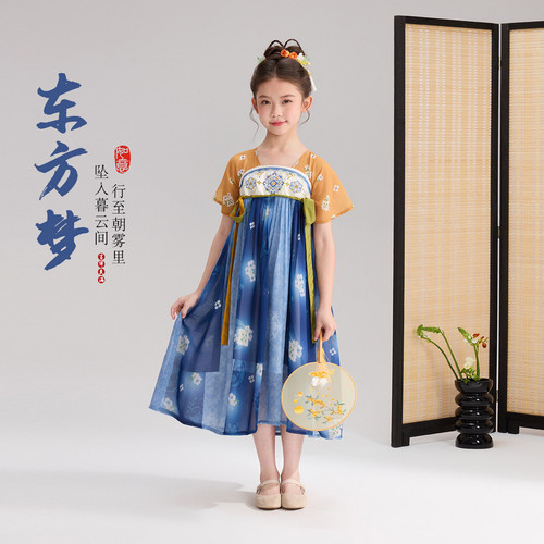 布丁哈鲁夏装女童童装洋气裙子2026夏季新款儿童甜美国风连衣裙