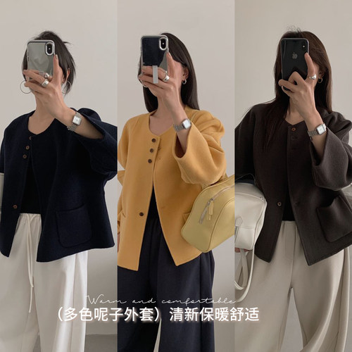 布丁哈鲁冬装童装女童短款洋气外套2023秋冬季新款时髦大衣