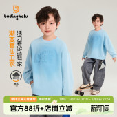 新款 洋气上衣2026春季 儿童渐变圆领套头卫衣 男童童装 布丁哈鲁春装