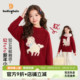 布丁哈鲁冬装 女童红色毛衣2026马年本命年衣服儿童新年小马针织衫