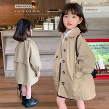 布丁哈鲁女童休闲风衣外套2025春季新款儿童洋气中长款韩版春装