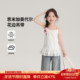 春秋无袖 布丁哈鲁童装 女童休闲上衣2026新款 白色蕾丝花边吊带背心