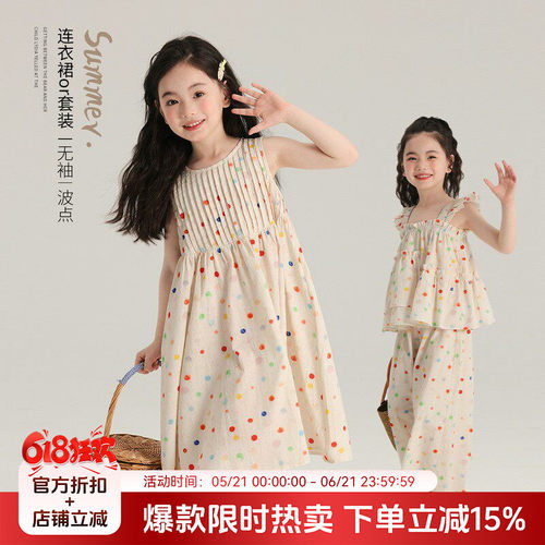夏季新款儿童休闲波点连衣裙