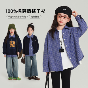 儿童韩系百搭休闲衬衫 女童衬衣2025春秋新款 秋装 布丁哈鲁童装