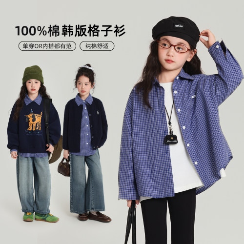 布丁哈鲁童装秋装女童衬衣2026春秋新款儿童韩系百搭休闲衬衫