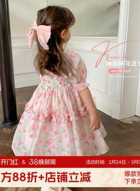 布丁哈鲁童装女童连衣裙夏装2026洋气夏季新款宝宝公主裙法式甜美