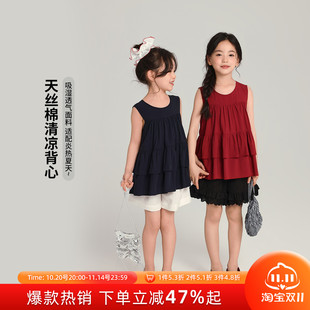 儿童百搭清凉无袖 布丁哈鲁童装 夏季 女童休闲背心2025新款 上衣 夏装