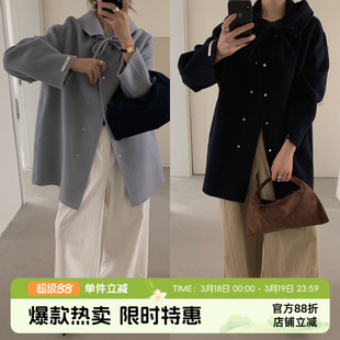 布丁哈鲁冬装上新女童短款外套2023秋冬季新款设计感韩系大衣