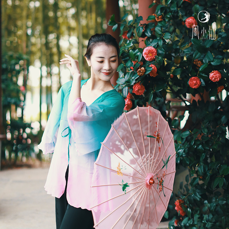 周雨奇古典舞蹈服蝴蝶系带衣基训