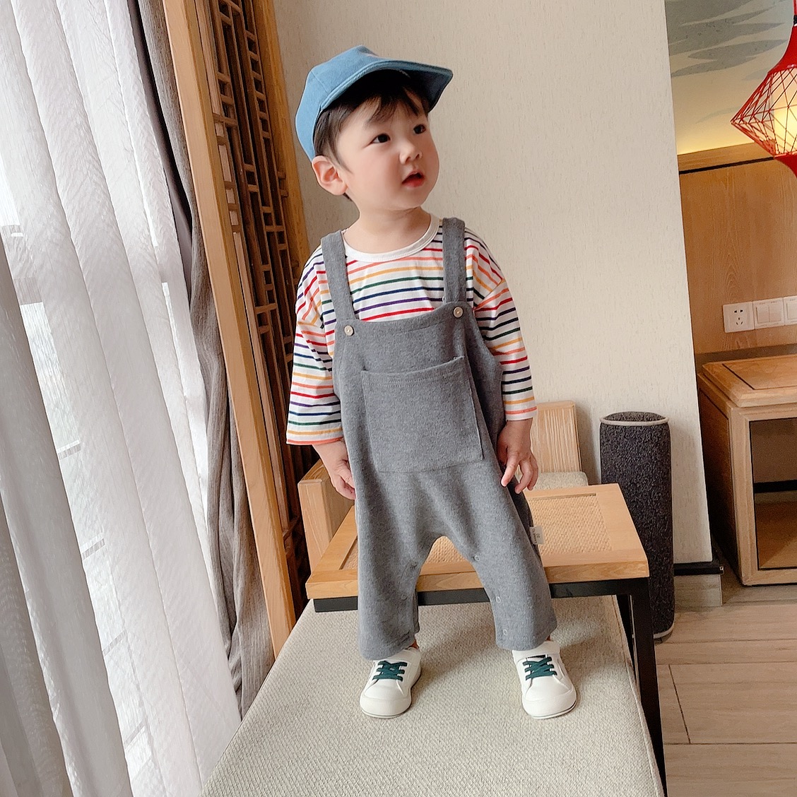 春款纯棉背带连体男包屁衣哈衣