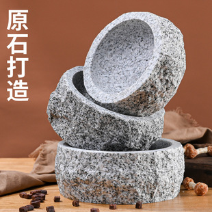 打不翻扒拉不动宠物石头碗石盆石槽天然石材雕刻猫碗狗盆