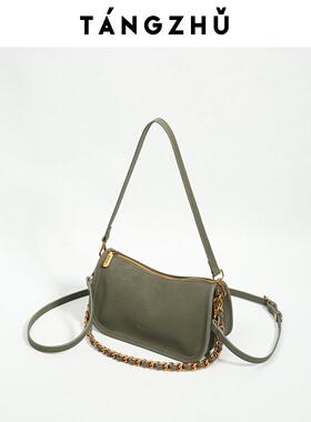 橄榄绿色枕头包女2026新款高级感单肩腋下包复古波士顿斜挎包