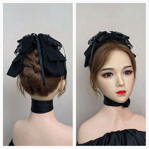 新款韩式精致芭蕾风飘带蝴蝶结马尾顶夹鲨鱼抓夹