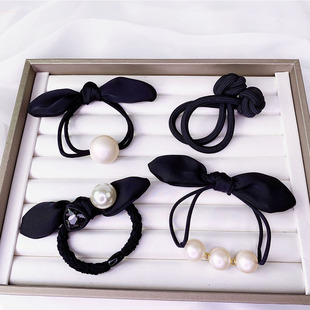 新款 简约兔耳朵珠珠发绳韩版