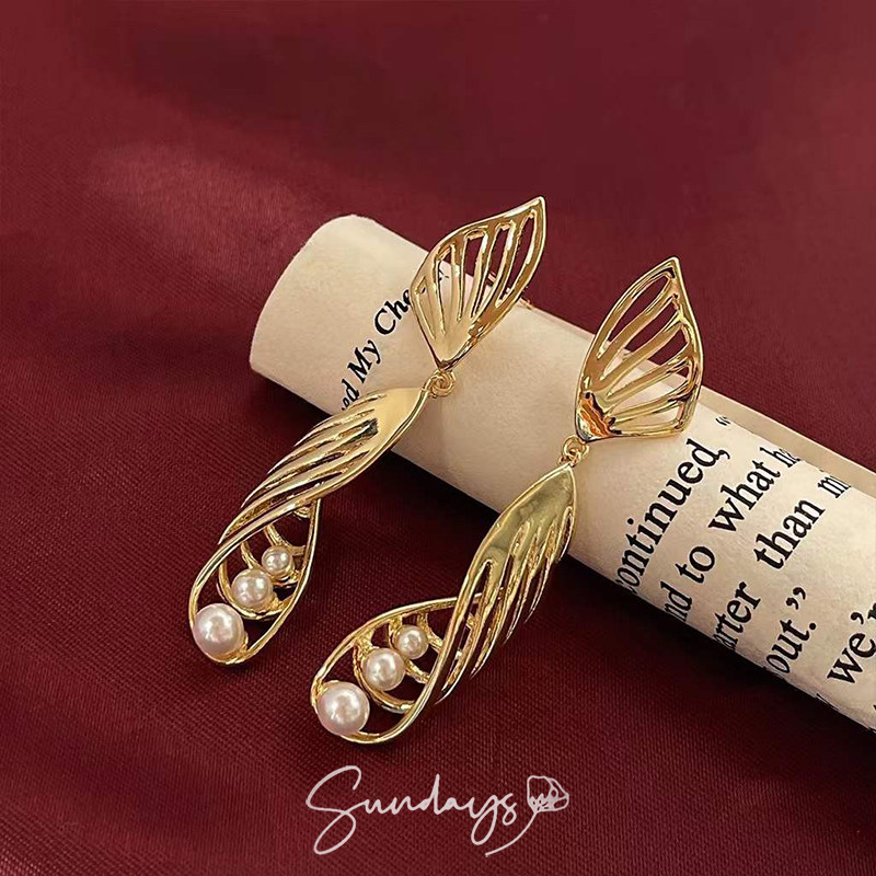 「美人鱼」复古宫廷vintage法式优雅高级感小众设计曲线耳环耳饰,饰品/流行首饰/时尚饰品新,耳环,淘宝优惠券,粉丝福利购,淘宝优惠卷