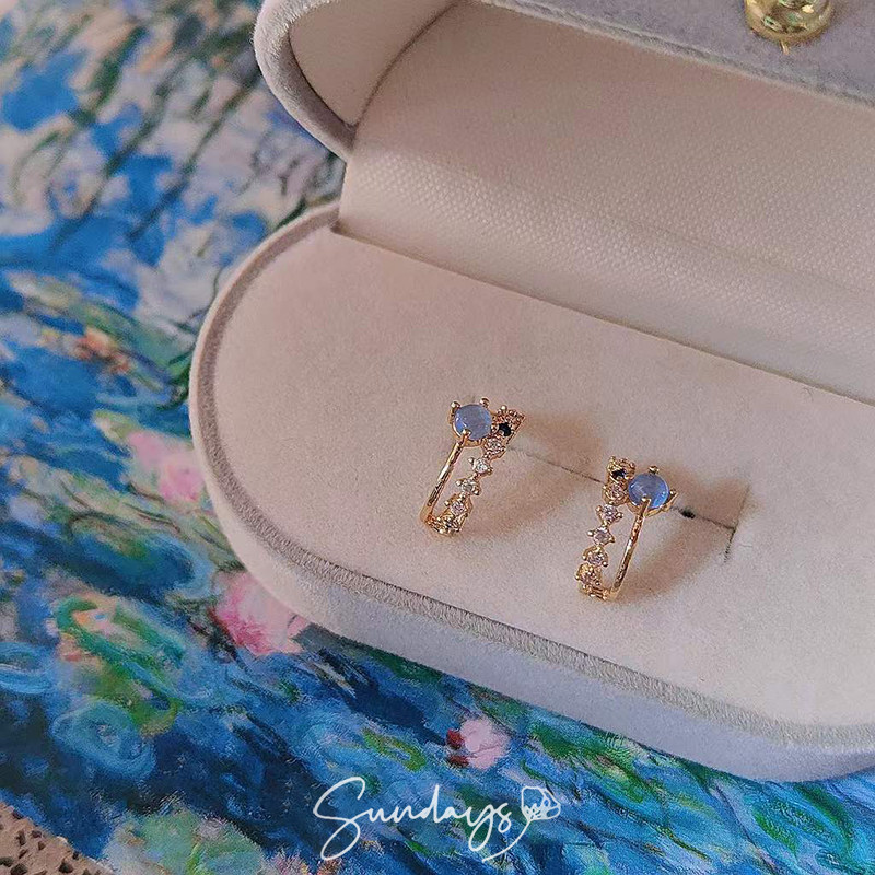 「海岛蓝雾」蓝色猫眼蚊香盘耳夹无耳洞女耳环耳饰精致通勤日常,饰品/流行首饰/时尚饰品新,耳环,淘宝优惠券,粉丝福利购,淘宝优惠卷