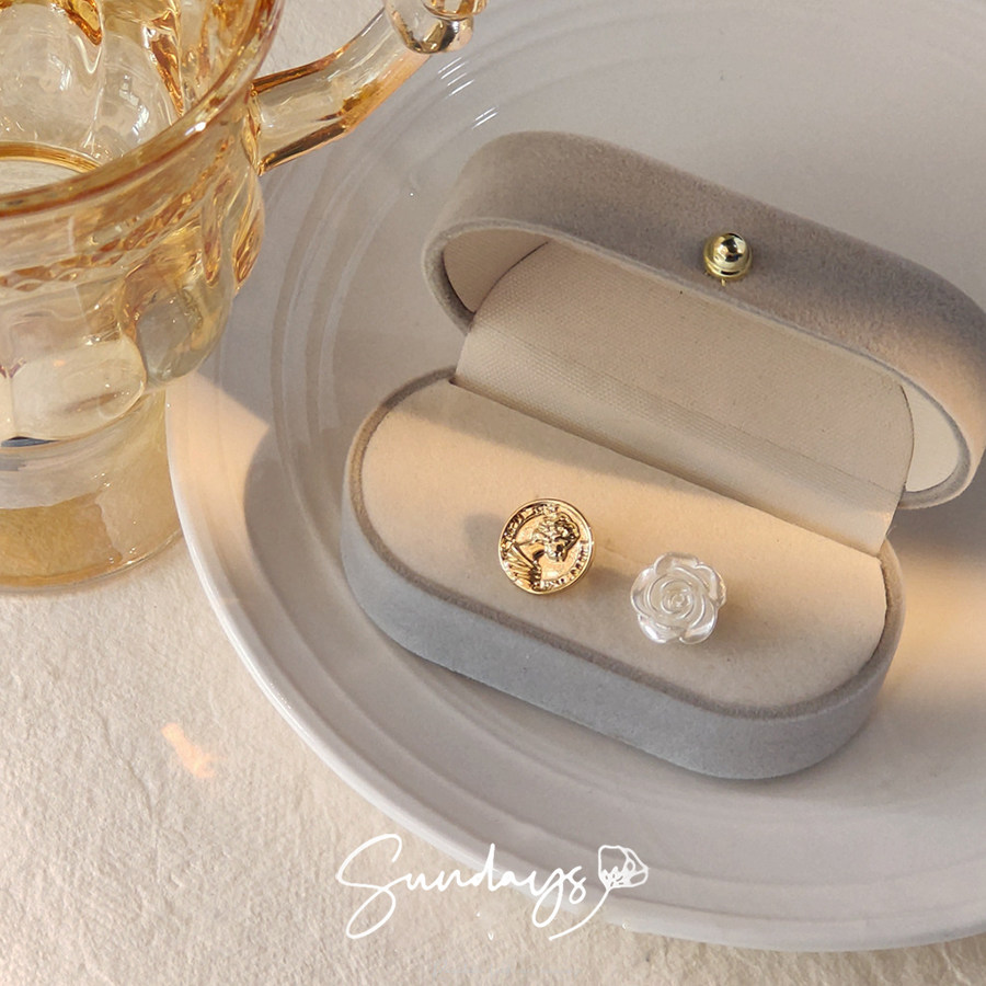 [玫瑰物语]温柔不对称设计感花朵925银针耳钉女耳饰,饰品/流行首饰/时尚饰品新,耳钉,淘宝优惠券,粉丝福利购,淘宝优惠卷