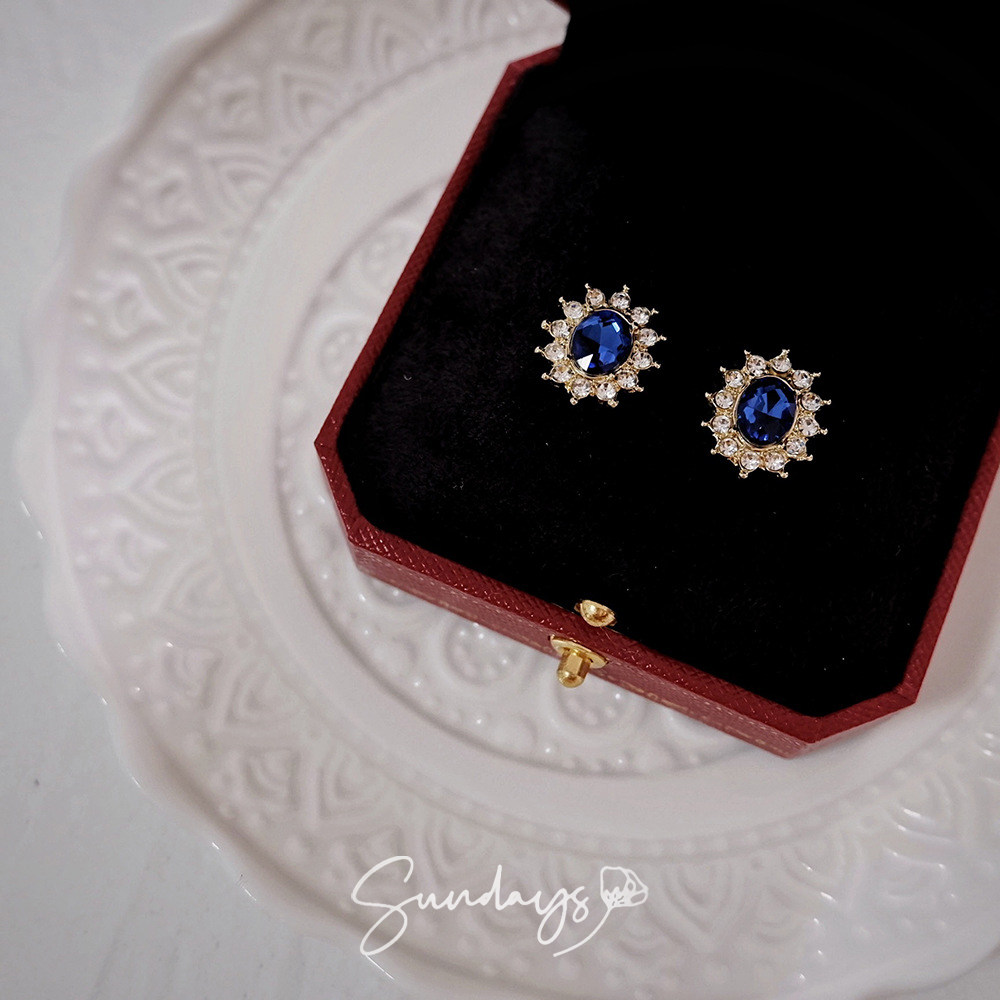 莱茵河之夜蔚蓝月光复古宫廷法式优雅蓝宝石镶钻925银耳钉耳夹,饰品/流行首饰/时尚饰品新,耳环,淘宝优惠券,粉丝福利购,淘宝优惠卷