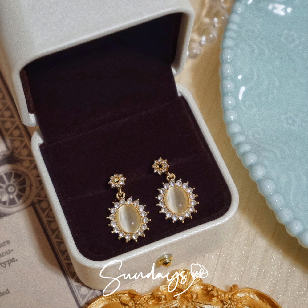 法国风格优雅耳钉精致猫眼石镶水钻珠宝耳环典雅新款  枫丹白露,饰品/流行首饰/时尚饰品新,耳环,淘宝优惠券,粉丝福利购,淘宝优惠卷