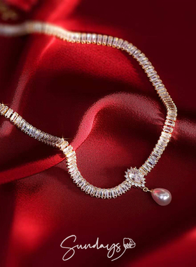 闪耀锆石珍珠项链锁骨链