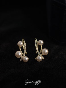 「蒂凡尼」法式复古轻奢高级感设计微镶珍珠耳钉无耳洞蚊香盘耳夹