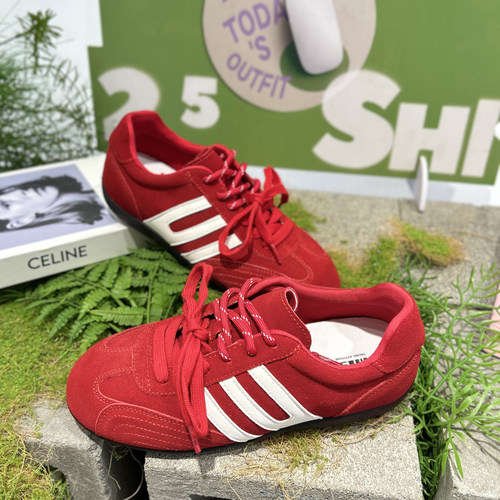 实体同款！2025新款平底德训鞋女磨砂皮拼接豹纹百搭运动鞋阿甘鞋