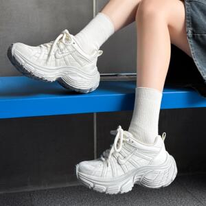 实体同款！2024冬款真皮加绒厚底老爹鞋女韩版做旧舒适休闲运动鞋