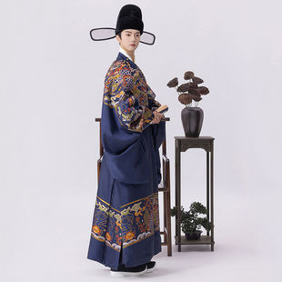 玉麒麟男款织金妆花圆领袍套装婚服情侣款国风中式婚礼主持状元服