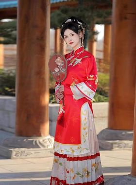 佰米复古渐变汉服婚礼公主小姐少奶奶民国风女装秀禾服喜娘服装