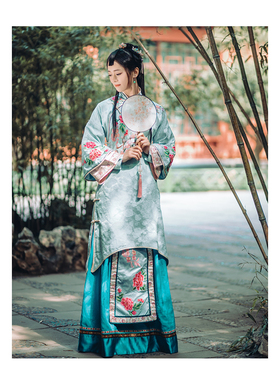 中式汉服女古装公主小姐少奶奶民国风女装秀禾服媒婆喜娘服装