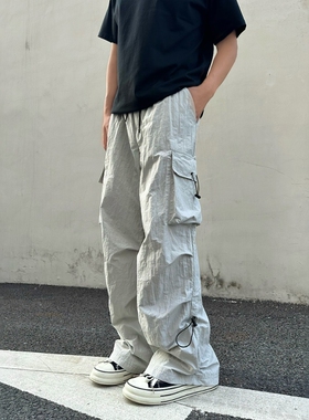 17DUP美式复古伞兵工装裤男女夏季户外vibe显瘦褶皱阔腿休闲裤子