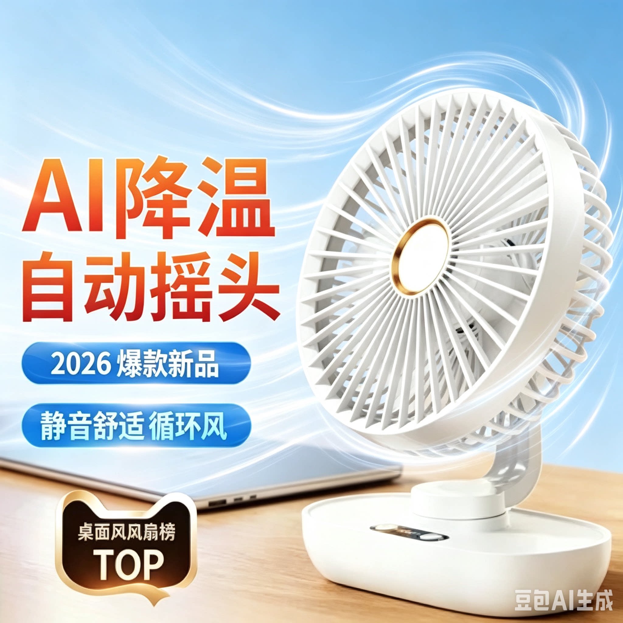 摇头桌面小风扇学生宿舍办公室桌上usb充电款小型长续航家用便携