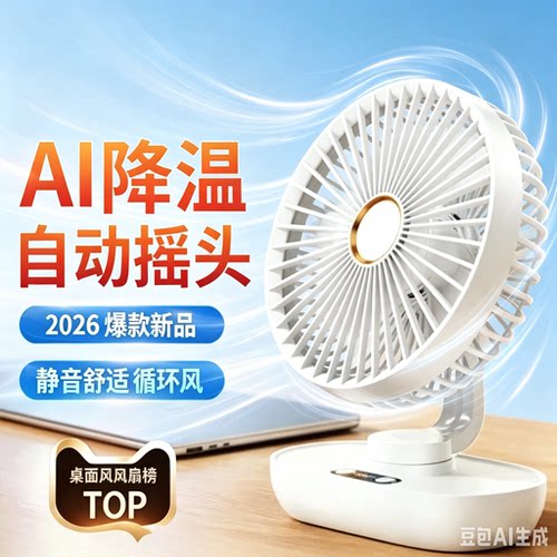 摇头桌面小风扇USB充电长续航