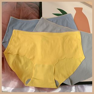 闪光少女Ⅰ波浪边无痕内裤 舒爽夏日冰丝粘胶女士三角裤学生内裤