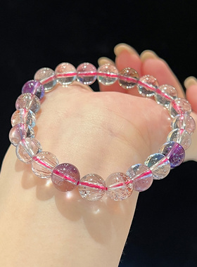 【高品质仙女超】天然超七水晶手链9-9.5mm清新混搭超美水晶手链