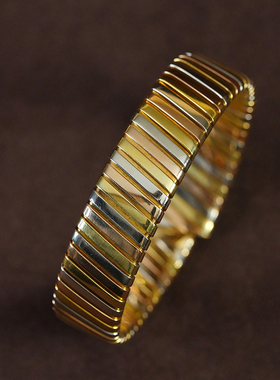 有生珠宝超级百搭tubogas系列手镯三色全18k金宽版弹簧开口手镯