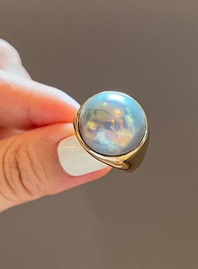 粉樱佳人马贝耳钉戒指套装