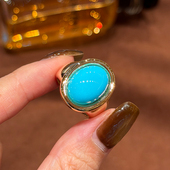 有生珠宝美国原矿睡美人绿松石戒指18k厚金浴缸款 绿松石戒指