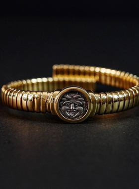 【已出欣赏】古希腊美杜莎古银币超级重磅Tubogas工艺弹力18k手镯