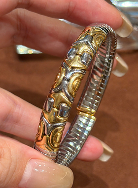 有生珠宝vintage百搭手镯18k金钢系列弹簧经典百搭手镯