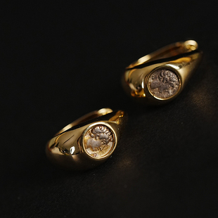 【可定同款】时髦精都爱古希腊稀有阿波罗古币耳环18k金水滴耳环