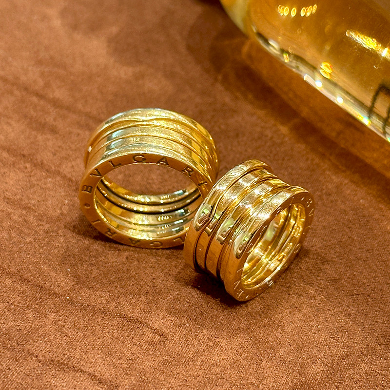 有生珠宝高级精美vintage18k黄金色戒指弹簧款版男女同款戒指