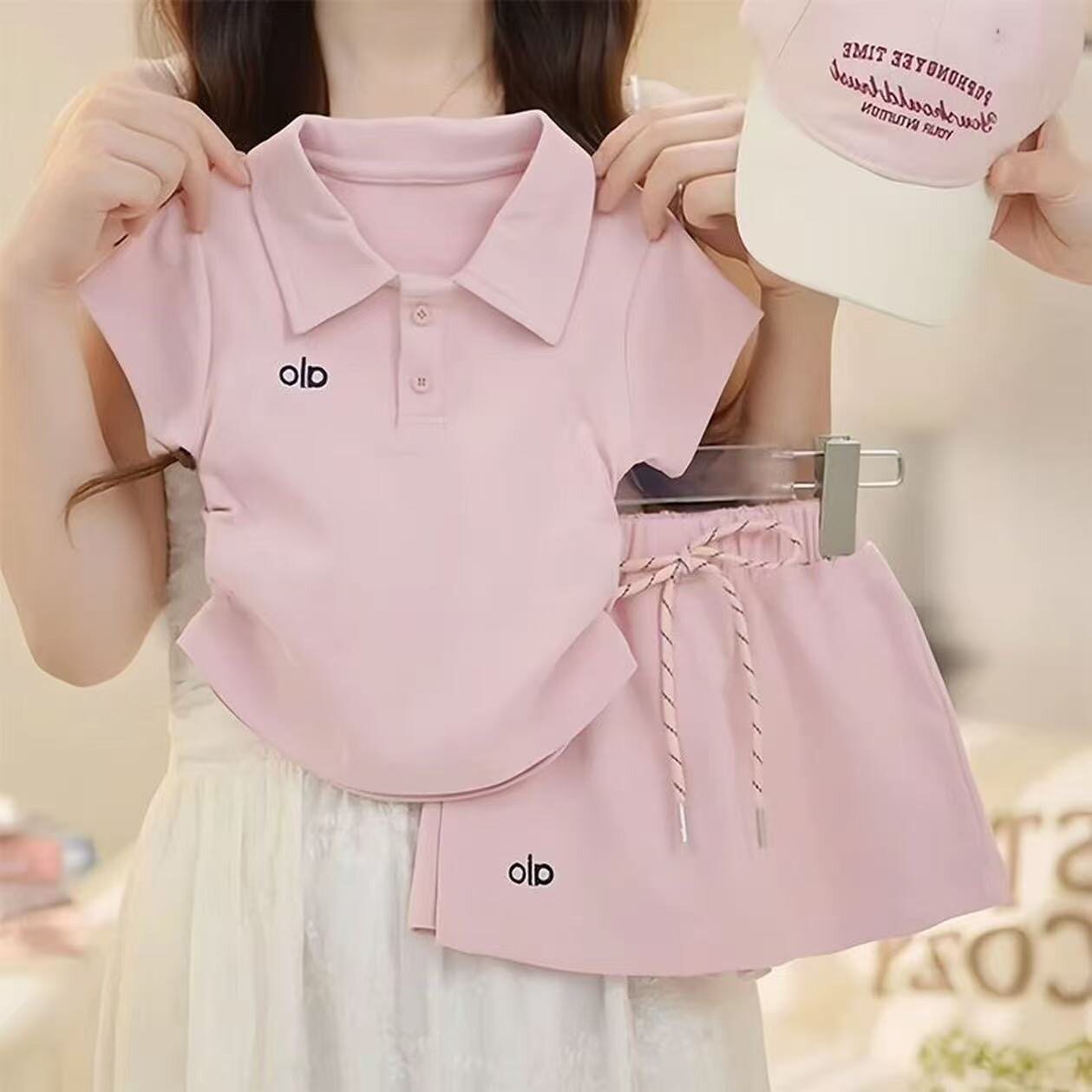 女童夏季POLO领甜美风短袖短裙两件套洋气休闲套装儿童洋气潮夏装
