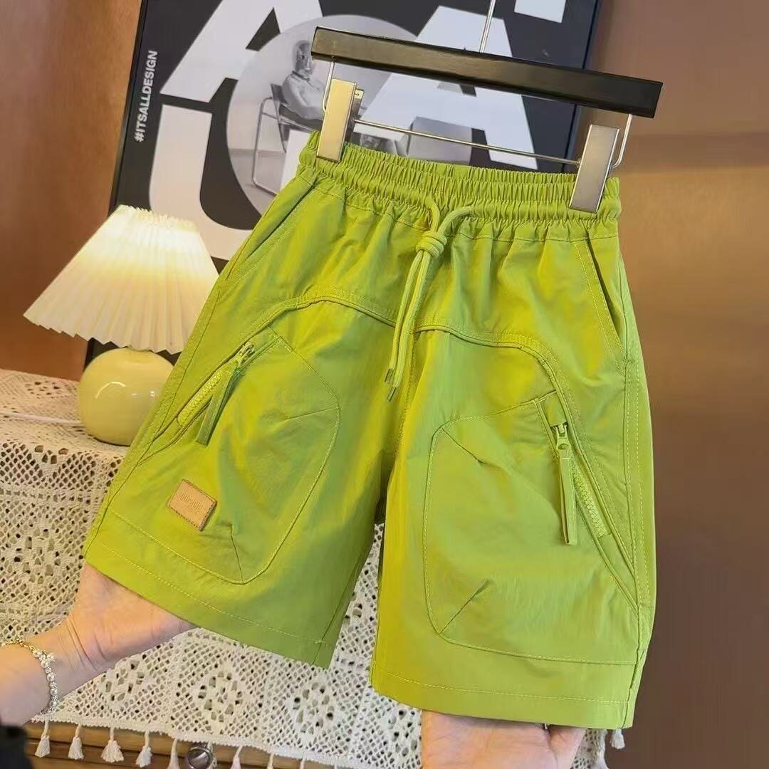 纯棉男童短裤夏装2026新款夏季五分裤速干工装薄儿童纯色百搭裤子