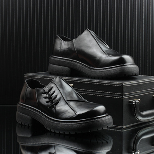高级感潮牌轻奢时尚潮流休闲皮鞋男款2025冬季新款增高45大码男鞋